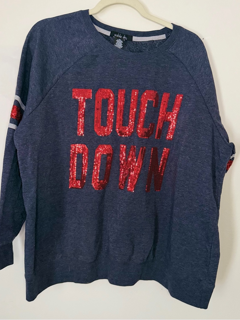 Navy Sequin 'Touchdown' Pullover Sweatshirt